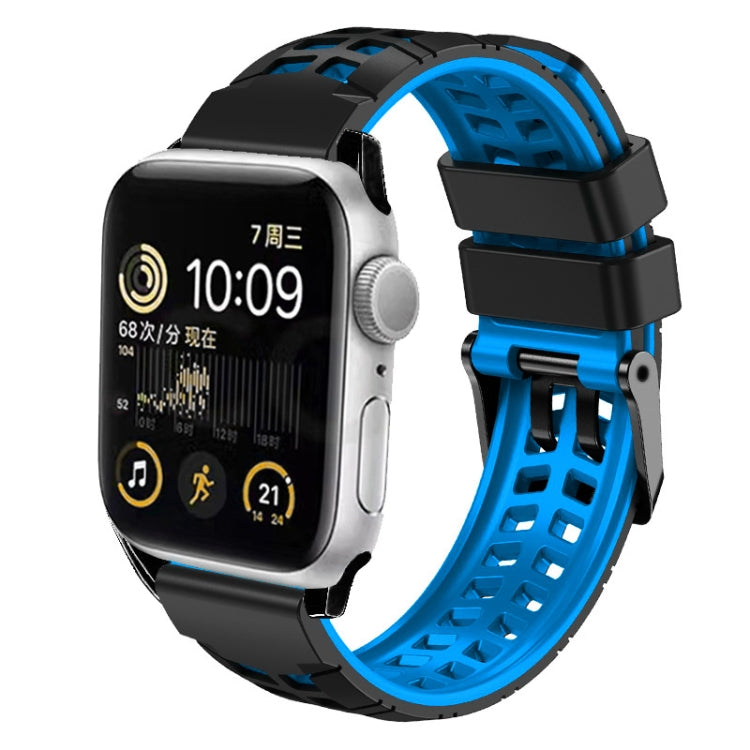 سوار ساعة سيليكون بحزام مزدوج من التويل مع إبزيم، لساعات Apple Watch Series 4 مقاس 40 مم، Apple Watch Series 3 مقاس 38 مم، Apple Watch مقاس 38 مم، Apple Watch Series 3 مقاس 42 مم، Apple Watch Series 2 مقاس 42 مم