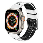سوار ساعة سيليكون بحزام مزدوج من التويل مع إبزيم، لساعات Apple Watch Ultra مقاس 49 مم، Apple Watch SE 2023 مقاس 44 مم، Apple Watch SE 2023 مقاس 40 مم، Apple Watch Ultra 2 مقاس 49 مم، Apple Watch Series 9 مقاس 45 مم