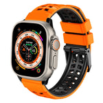 سوار ساعة سيليكون بحزام مزدوج من التويل مع إبزيم، لساعات Apple Watch Ultra مقاس 49 مم، Apple Watch SE 2023 مقاس 44 مم، Apple Watch SE 2023 مقاس 40 مم، Apple Watch Ultra 2 مقاس 49 مم، Apple Watch Series 9 مقاس 45 مم