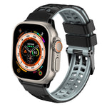 سوار ساعة سيليكون بحزام مزدوج من التويل مع إبزيم، لساعات Apple Watch Ultra مقاس 49 مم، Apple Watch SE 2023 مقاس 44 مم، Apple Watch SE 2023 مقاس 40 مم، Apple Watch Ultra 2 مقاس 49 مم، Apple Watch Series 9 مقاس 45 مم