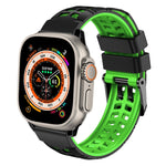 سوار ساعة سيليكون بحزام مزدوج من التويل مع إبزيم، لساعات Apple Watch Ultra مقاس 49 مم، Apple Watch SE 2023 مقاس 44 مم، Apple Watch SE 2023 مقاس 40 مم، Apple Watch Ultra 2 مقاس 49 مم، Apple Watch Series 9 مقاس 45 مم