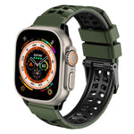 سوار ساعة سيليكون بحزام مزدوج من التويل مع إبزيم، لساعات Apple Watch Ultra مقاس 49 مم، Apple Watch SE 2023 مقاس 44 مم، Apple Watch SE 2023 مقاس 40 مم، Apple Watch Ultra 2 مقاس 49 مم، Apple Watch Series 9 مقاس 45 مم