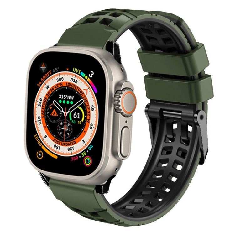 سوار ساعة سيليكون بحزام مزدوج من التويل مع إبزيم، لساعات Apple Watch Ultra مقاس 49 مم، Apple Watch SE 2023 مقاس 44 مم، Apple Watch SE 2023 مقاس 40 مم، Apple Watch Ultra 2 مقاس 49 مم، Apple Watch Series 9 مقاس 45 مم