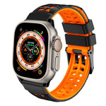 سوار ساعة سيليكون بحزام مزدوج من التويل مع إبزيم، لساعات Apple Watch Ultra مقاس 49 مم، Apple Watch SE 2023 مقاس 44 مم، Apple Watch SE 2023 مقاس 40 مم، Apple Watch Ultra 2 مقاس 49 مم، Apple Watch Series 9 مقاس 45 مم