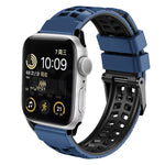 سوار ساعة سيليكون بحزام مزدوج من التويل مع إبزيم، لساعات Apple Watch Ultra مقاس 49 مم، Apple Watch SE 2023 مقاس 44 مم، Apple Watch SE 2023 مقاس 40 مم، Apple Watch Ultra 2 مقاس 49 مم، Apple Watch Series 9 مقاس 45 مم