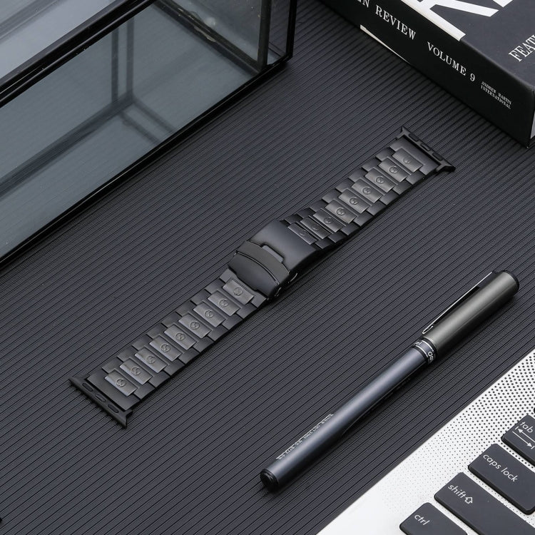 Safety Buckle Titanium Steel Watch Band, For Apple Watch Series 5 44mm, For Apple Watch Series 5 40mm, For Apple Watch Series 4 44mm, For Apple Watch Series 4 40mm, For Apple Watch 42mm, For Apple Watch Series 3 38mm, For Apple Watch 38mm              ...