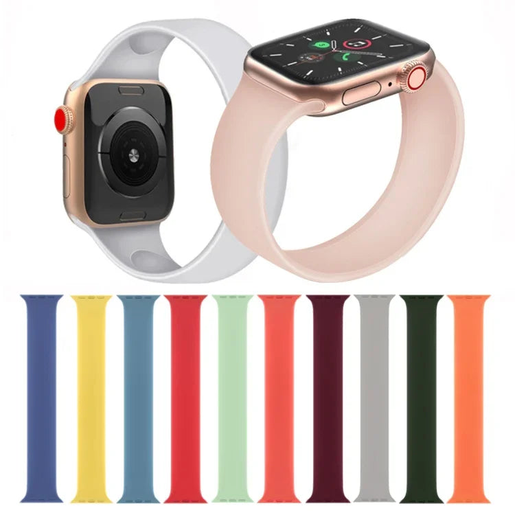 For Apple Watch Series 5 & 4 40mm / 3 & 2 & 1 38mm Solid Color Elastic Silicone Replacement Wrist Strap Watchband, Size:S 130mm, S 130mm, M 143mm, L 156mm