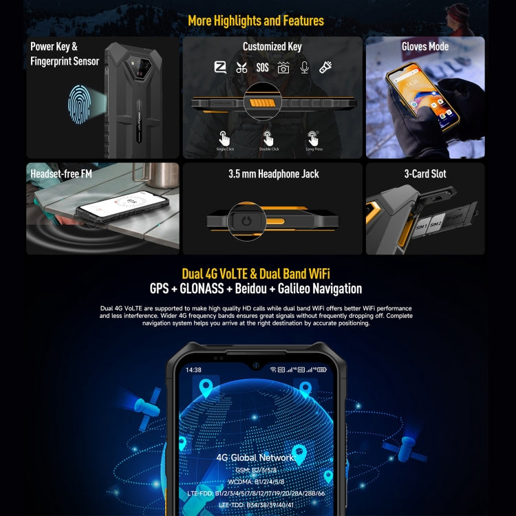 Ulefone Armor X13, IP68/IP69K Rugged Phone, 6.52 inch Android 15 MediaTek Helio G36 Octa Core, Network: 4G, NFC, OTG, 6GB+64GB