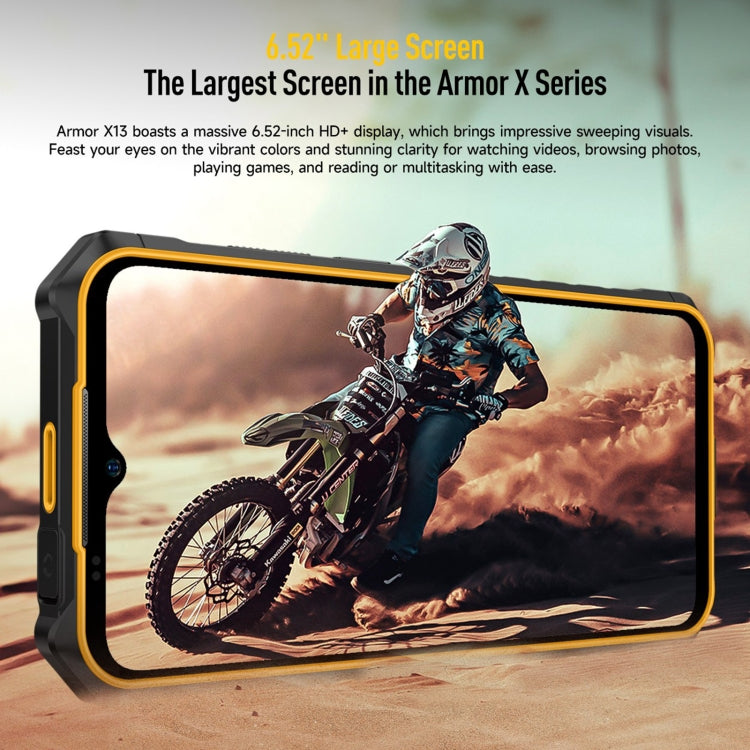 Ulefone Armor X13, IP68/IP69K Rugged Phone, 6.52 inch Android 15 MediaTek Helio G36 Octa Core, Network: 4G, NFC, OTG, 6GB+64GB