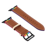 Rainbow Leather Watchband, For Apple Watch Series 7 41mm / 6 & SE & 5 & 4 40mm / 3 & 2 & 1 38mm, For Apple Watch Series 7 45mm / 6 & SE & 5 & 4 44mm / 3 & 2 & 1 42mm