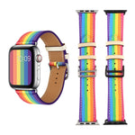 Rainbow Leather Watchband, For Apple Watch Series 7 41mm / 6 & SE & 5 & 4 40mm / 3 & 2 & 1 38mm, For Apple Watch Series 7 45mm / 6 & SE & 5 & 4 44mm / 3 & 2 & 1 42mm