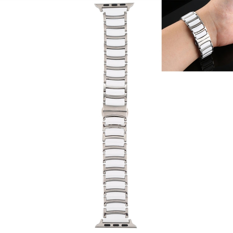 Ceramic Steel Watchband, For Apple Watch Series 8&7 41mm / SE 2&6&SE&5&4 40mm / 3&2&1 38mm, For Apple Watch Series 7 45mm / 6 & SE & 5 & 4 44mm / 3 & 2 & 1 42mm, For Apple Watch Series 7 41mm / 6 & SE & 5 & 4 40mm / 3 & 2 & 1 38mm
