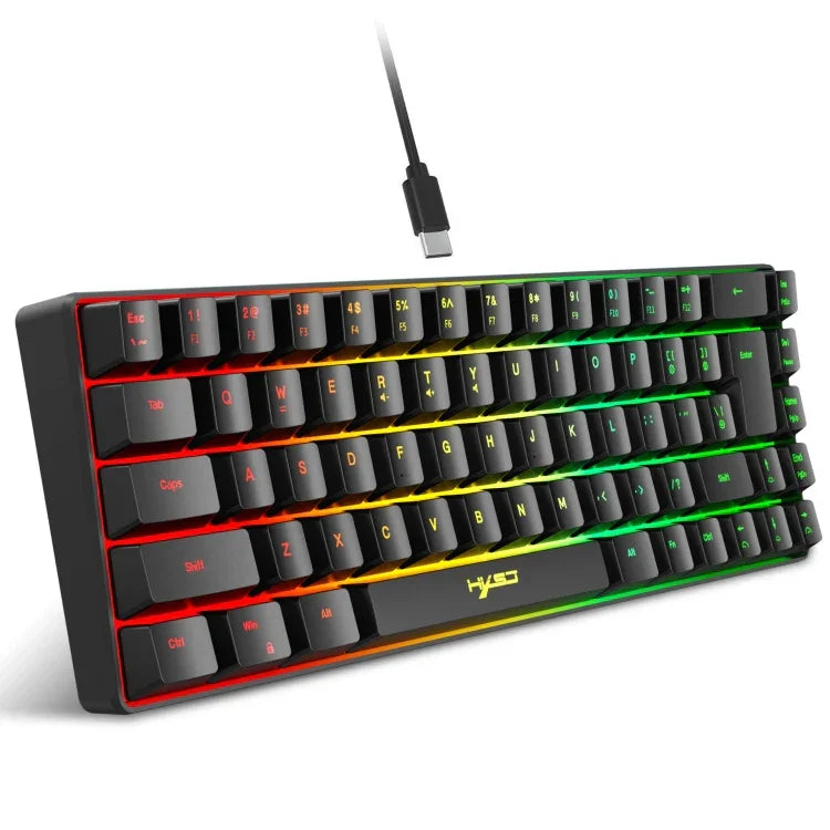 HXSJ V200 Wired RGB Backlit Mechanical Keyboard 68 Key Caps, Cable Length: 1.7m, V200 Black, V200 White