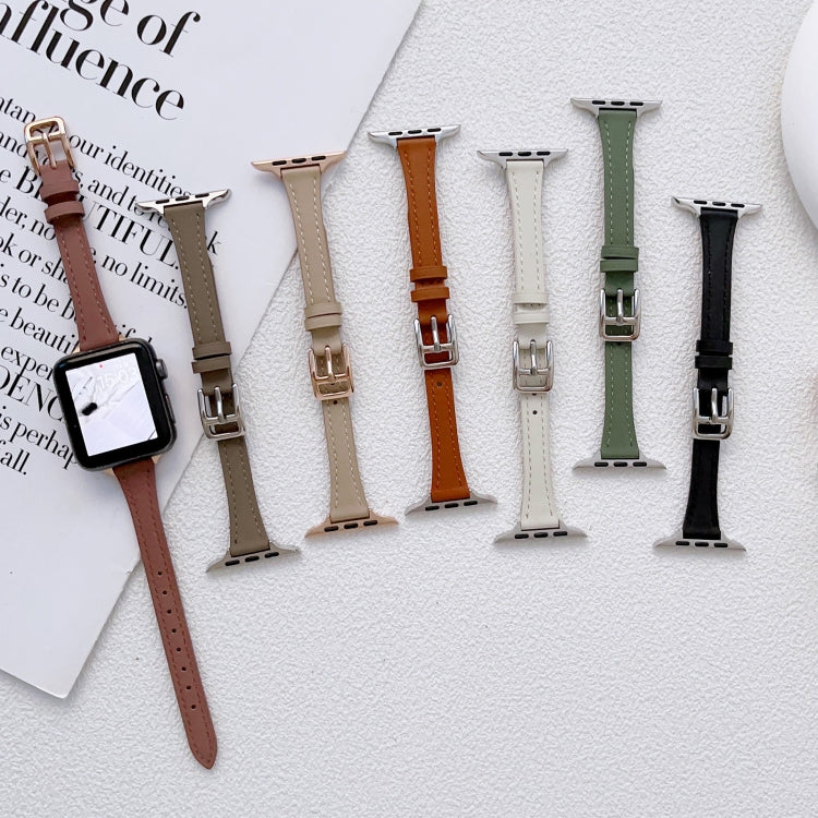 T-shaped Slim Genuine Leather Watch Band, For Apple Watch Series 2 42mm, For Apple Watch 2 38mm, For Apple Watch 42mm, For Apple Watch 38mm