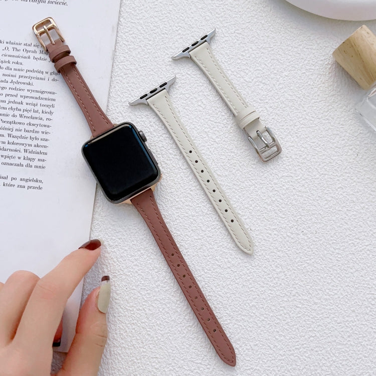 T-shaped Slim Genuine Leather Watch Band, For Apple Watch Series 2 42mm, For Apple Watch 2 38mm, For Apple Watch 42mm, For Apple Watch 38mm