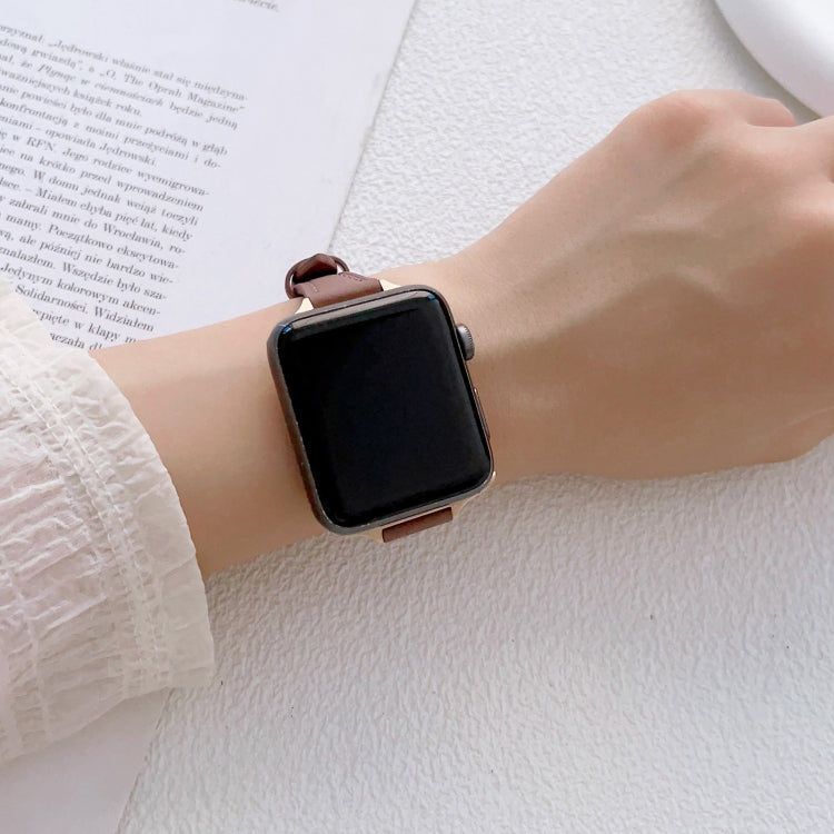 T-shaped Slim Genuine Leather Watch Band, For Apple Watch Series 2 42mm, For Apple Watch 2 38mm, For Apple Watch 42mm, For Apple Watch 38mm