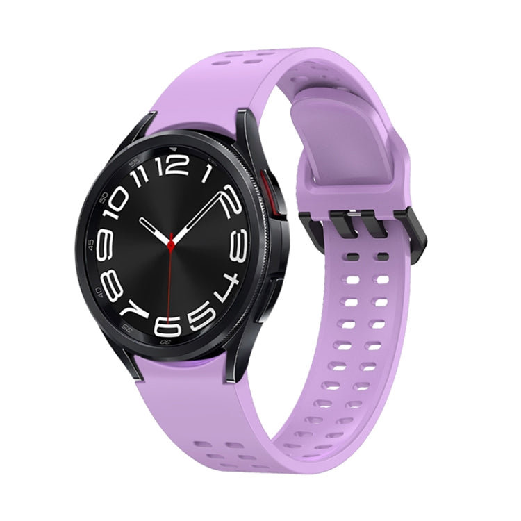 Double-row Hole Solid Color Silicone Watch Band, For Samsung Galaxy Watch 6
