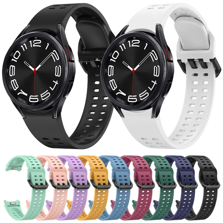 Double-row Hole Solid Color Silicone Watch Band, For Samsung Galaxy Watch 6