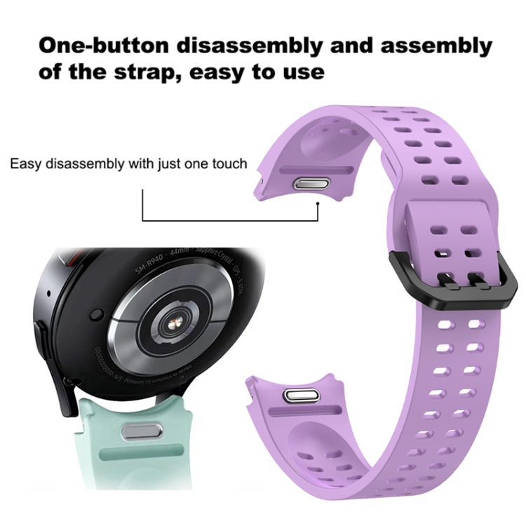 Double-row Hole Solid Color Silicone Watch Band, For Samsung Galaxy Watch 6