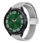 Magnetic Silver Buckle Slim Silicone Watch Band, For Samsung Galaxy Watch 6 / 6 Classic