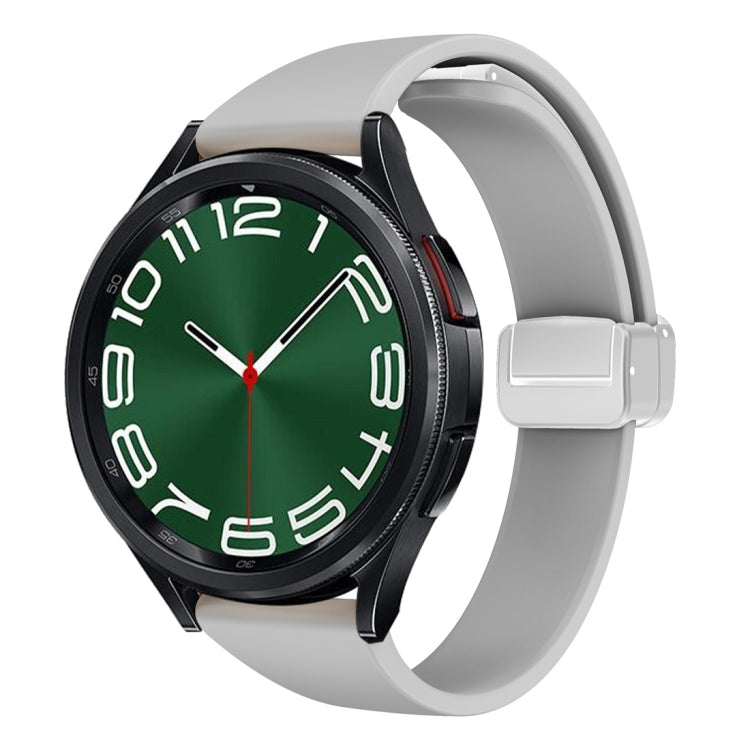 Magnetic Silver Buckle Slim Silicone Watch Band, For Samsung Galaxy Watch 6 / 6 Classic