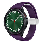 Magnetic Silver Buckle Slim Silicone Watch Band, For Samsung Galaxy Watch 6 / 6 Classic