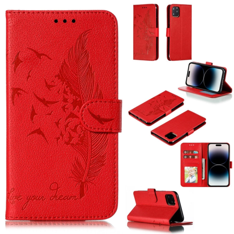 Feather Pattern Litchi Texture Leather Phone Case, For iPhone 17 Pro Max, For iPhone 17 Pro, For iPhone 17, For iPhone Air, For iPhone 15 Pro Max, For iPhone 15 Pro, For iPhone 15 Plus, For iPhone 15