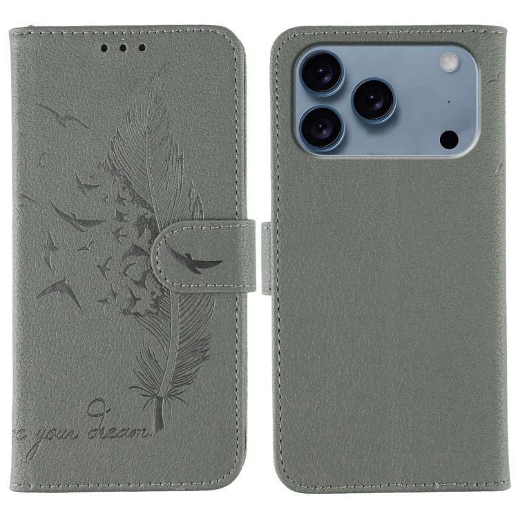 Feather Pattern Litchi Texture Leather Phone Case, For iPhone 17 Pro Max, For iPhone 17 Pro, For iPhone 17, For iPhone Air, For iPhone 15 Pro Max, For iPhone 15 Pro, For iPhone 15 Plus, For iPhone 15