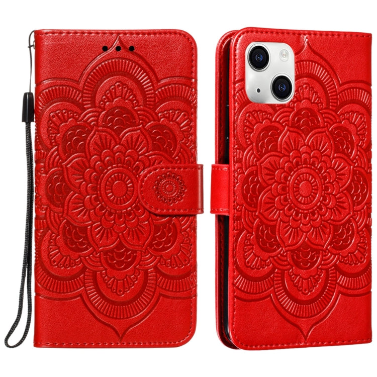 Mandala Embossing Pattern Horizontal Flip Leather Phone Case, For iPhone 15 Plus, For iPhone 15