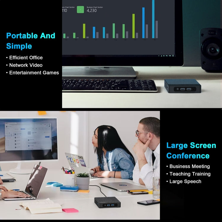 GXMO N42 Windows 11 Intel Gemini Lake N4000 Mini PC NVME SSD WiFi Mini Desktop Computer, 6GB+64GB, 6GB+64GB+256GB
