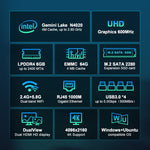 GXMO N42 Windows 11 Intel Gemini Lake N4000 Mini PC NVME SSD WiFi Mini Desktop Computer, 6GB+64GB, 6GB+64GB+256GB