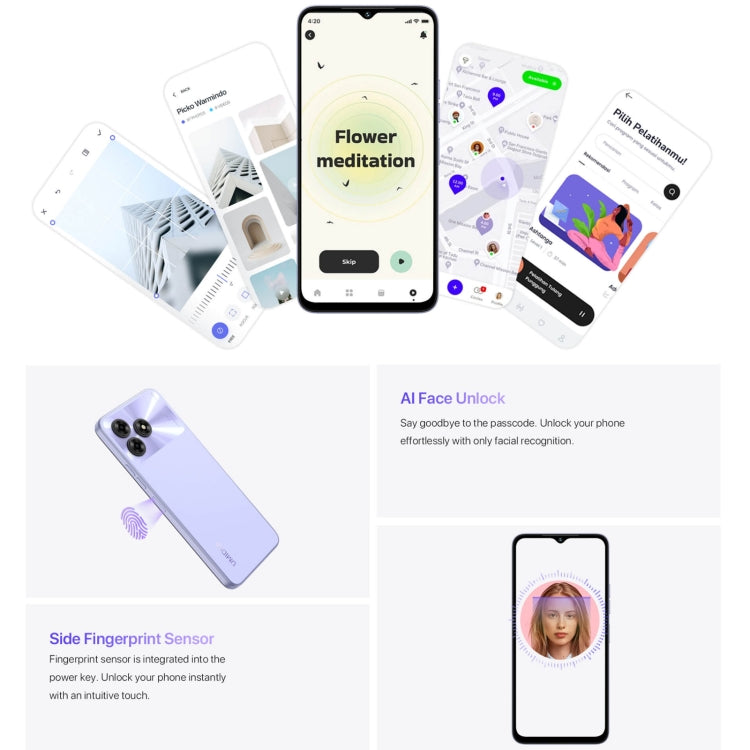 UMIDIGI G5, Face ID & Side Fingerprint Identification, 6.6 inch Android 13 Unisoc T606 Octa Core, Network: 4G, 8GB+128GB