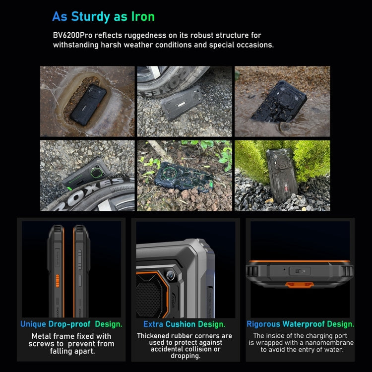 Blackview BV6200 Pro, IP68/IP69K/MIL-STD-810H, 6.56 inch Android 14 MediaTek Helio P35 Octa Core, Network: 4G, OTG, NFC, 6GB+128GB