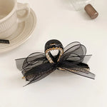 French Style Hairpin Gripper Mesh Lace Bowknot Rhinestone Hairpin