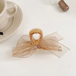 French Style Hairpin Gripper Mesh Lace Bowknot Rhinestone Hairpin