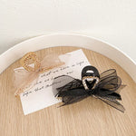 French Style Hairpin Gripper Mesh Lace Bowknot Rhinestone Hairpin