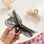 French Style Hairpin Gripper Mesh Lace Bowknot Rhinestone Hairpin