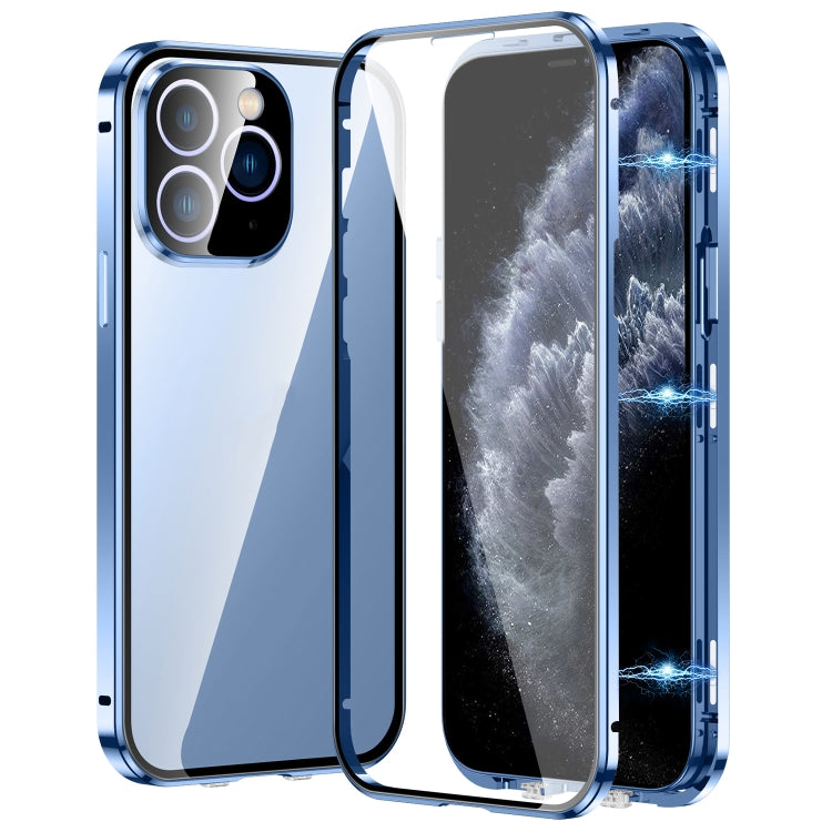 غطاء هاتف زجاج مقسى عالي الدقة بمشبك مزدوج مغناطيسي، لهاتف iPhone 11 Pro