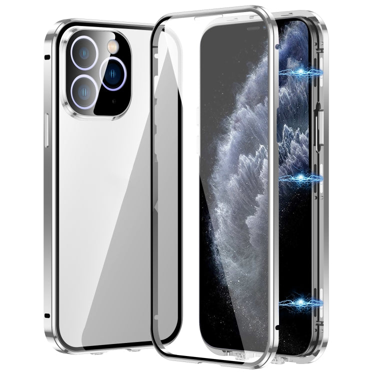 غطاء هاتف زجاج مقسى عالي الدقة بمشبك مزدوج مغناطيسي، لهاتف iPhone 11 Pro