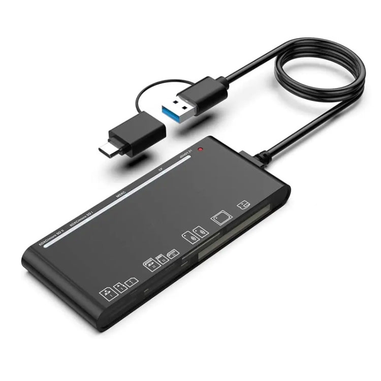 قارئ بطاقات متعدد الوظائف CR7 USB3.0 + Type-C لبطاقات CF / XD / MS / SD / TF 7 في 1، USB3.0 + Type-C