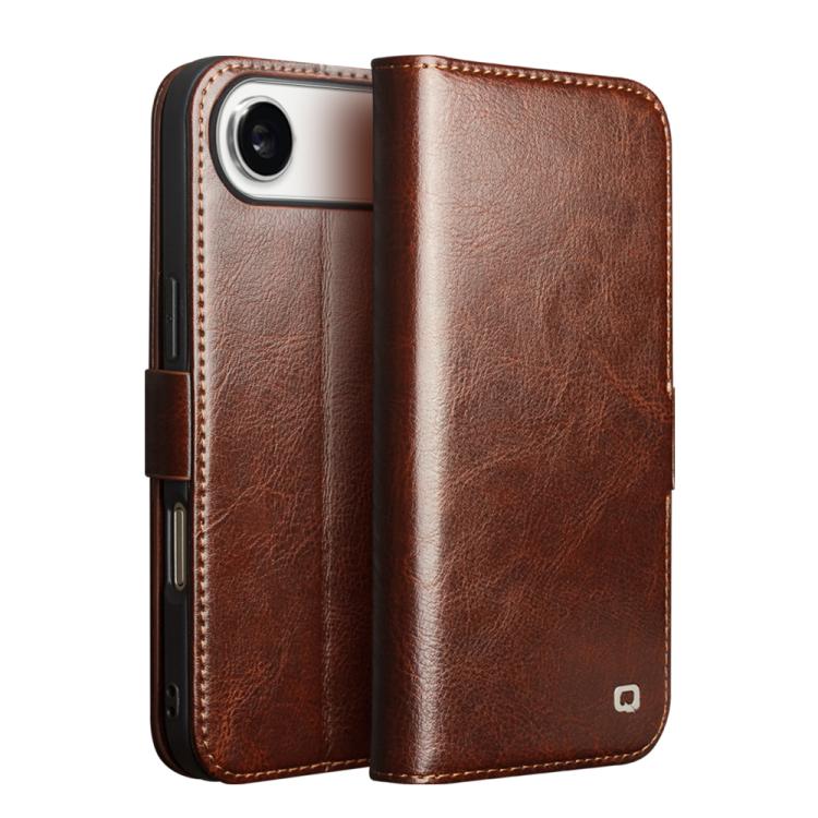 QIALINO Classic 103 Buckle Genuine Leather Phone Case, For iPhone 17e / 16e, For iPhone 17 Pro Max, For iPhone 17 Pro, For iPhone 17, For iPhone Air, For iPhone 15 Pro Max, For iPhone 15 Plus