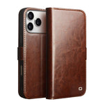 QIALINO Classic 103 Buckle Genuine Leather Phone Case, For iPhone 17e / 16e, For iPhone 17 Pro Max, For iPhone 17 Pro, For iPhone 17, For iPhone Air, For iPhone 15 Pro Max, For iPhone 15 Plus, For iPhone 15