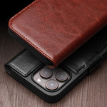 QIALINO Classic 103 Buckle Genuine Leather Phone Case, For iPhone 17e / 16e, For iPhone 17 Pro Max, For iPhone 17 Pro, For iPhone 17, For iPhone Air, For iPhone 15 Pro Max, For iPhone 15 Plus, For iPhone 15