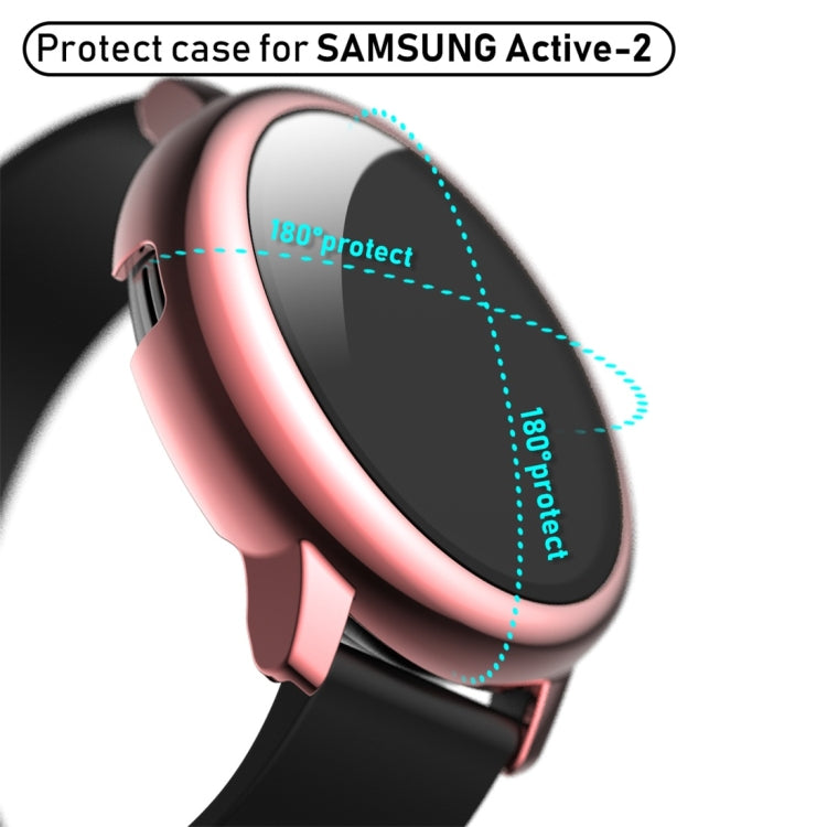 Schutzhülle aus galvanisiertem Polycarbonat mit Schutzfolie aus gehärtetem Glas, für Samsung Galaxy Watch Active 2 40 mm und 44 mm