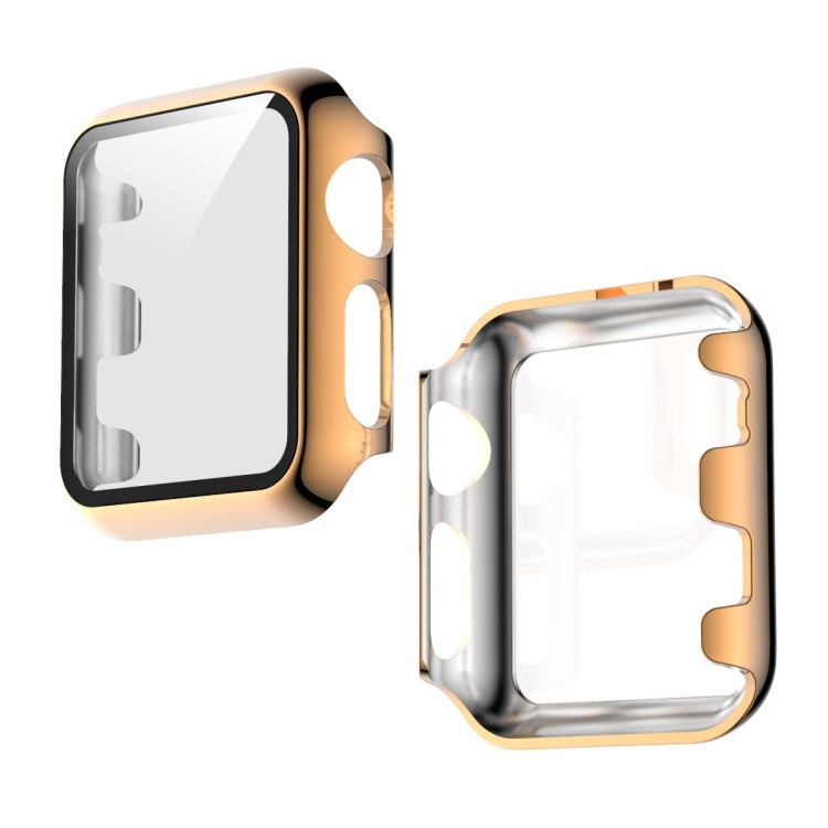 Electroplated PC Case + Tempered Film Integrated Protective Cover, For Apple Watch Series 3 & 2 & 1 38mm, For Apple Watch Series 3 & 2 & 1  42mm, For Apple Watch Series 5 & 4 40mm, For Apple Watch Series 5 & 4 44mm