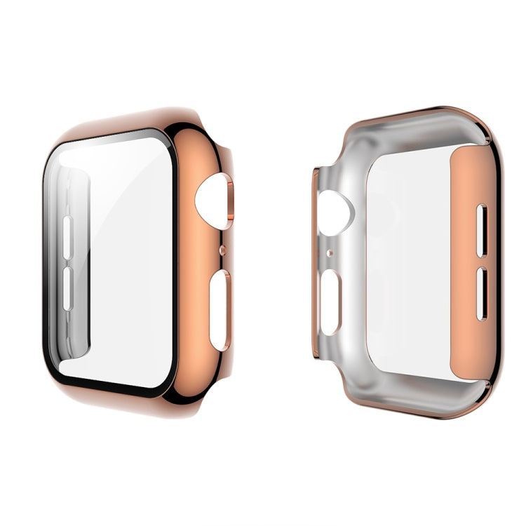Electroplated PC Case + Tempered Film Integrated Protective Cover, For Apple Watch Series 3 & 2 & 1 38mm, For Apple Watch Series 3 & 2 & 1  42mm, For Apple Watch Series 5 & 4 40mm, For Apple Watch Series 5 & 4 44mm
