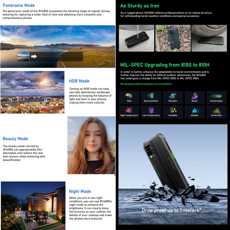 Blackview BV4800, IP68/IP69K/MIL-STD-810H, 6.56 inch Android 13 MediaTek MT6761V/WB Helio A22 Quad Core, Network: 4G, OTG, BV4800 3GB+64GB