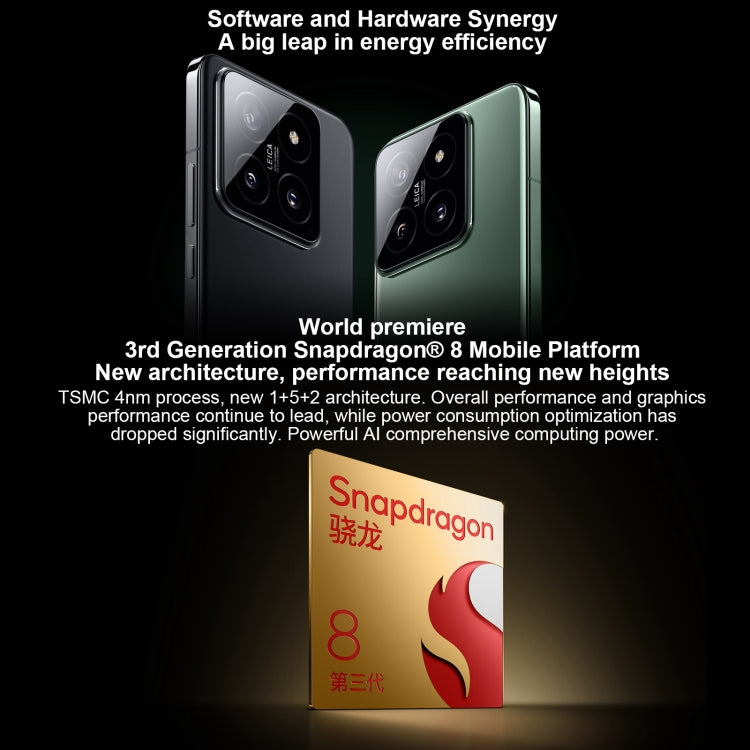 Xiaomi 14، شاشة 6.36 بوصة Xiaomi HyperOS معالج Snapdragon 8 Gen 3 ثماني النواة 4 نانومتر حتى 3.3 جيجاهرتز، NFC، الشبكة: 5G، 12GB+256GB، 16GB+512GB، 16GB+1TB