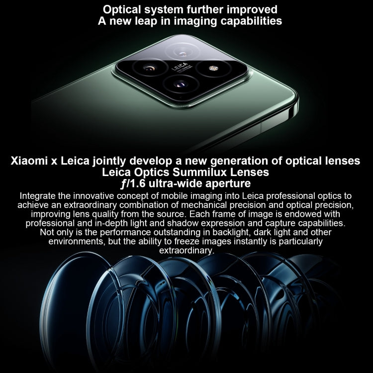 Xiaomi 14,  6.36 inch Xiaomi HyperOS Snapdragon 8 Gen 3 Octa Core 4nm up to 3.3GHz, NFC, Network: 5G, 12GB+256GB, 16GB+512GB, 16GB+1TB