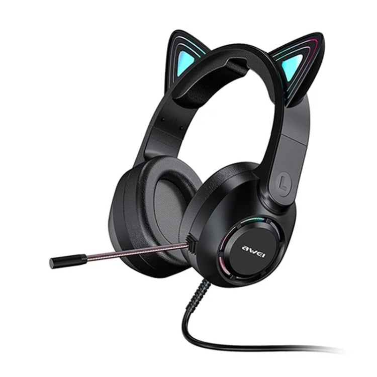AWEI GM-9 Cat Ear Colorful Light Wired Gaming Headset with Mic, GM-9